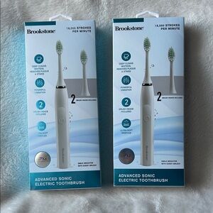 Brookstone Sonic Toothbrush with White and Blue Design